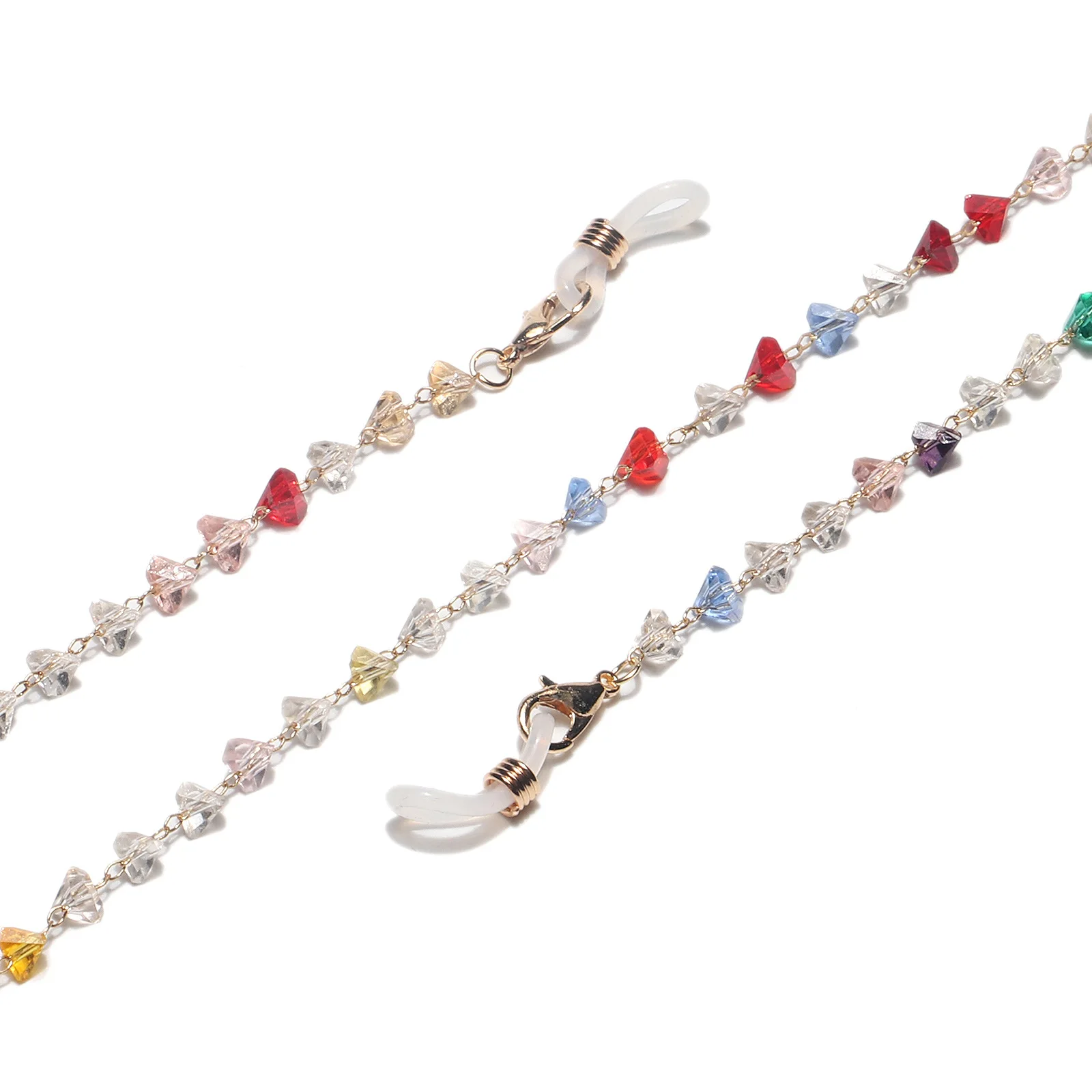 

Golden color triangle crystal Sunglasses Glasses Chain Women Long Mask Chain Eyeglasses Cord Holder Rope Neck Strap Lanyard