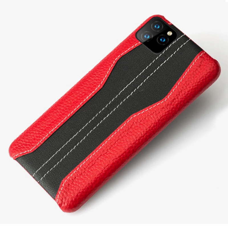 Cor de Luxo Correspondência Ponto Couro Genuíno Fhx-js Telefone Casefor Iphone 7 8 Plus x xr xs Max 11 Pro Proteção Traseira Capa