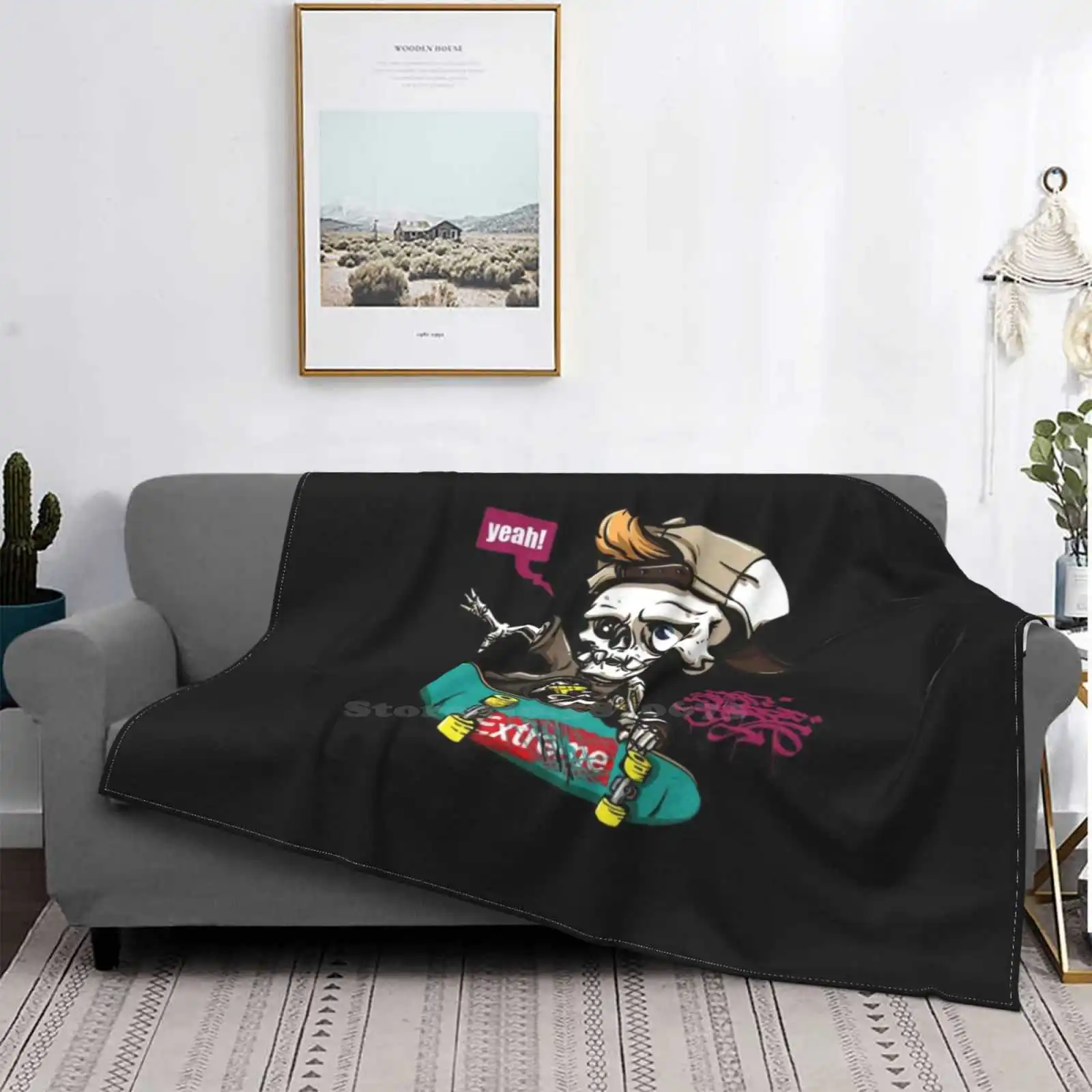 

Skateboarding Extreme Best Selling Room Household Flannel Blanket Skate Skateboard Skateboarding Sk8 Extreme Sport Risk Tricks