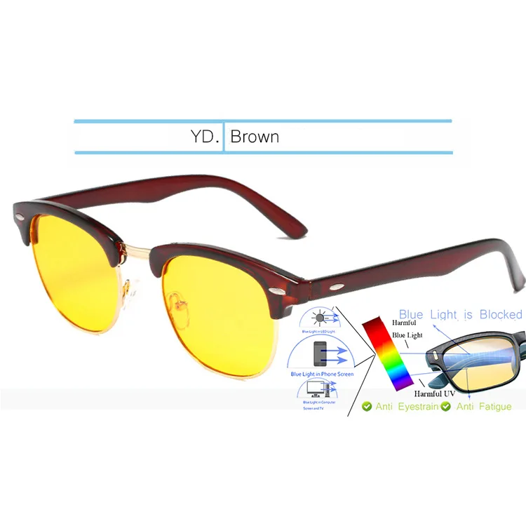 Yellow-Brown IVSTA игровые очки мужские анти-Синие лучи компьютерные очки светильник блокирующая оптическая оправа близорукость очки желтые ночного видения 3016 - Цвет оправы: Yellow-Brown