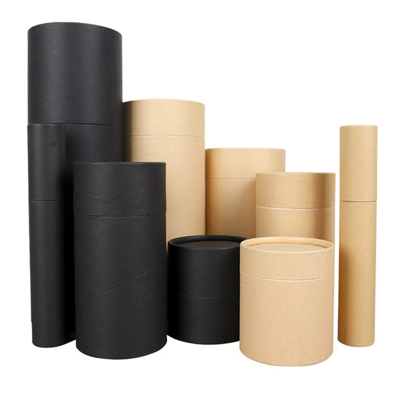 

10pcs/ Lot Black Kraft Cardboard Tube For Perfume Bottles ,Pencil Boxs Small Gift Container With Lid Can Customized