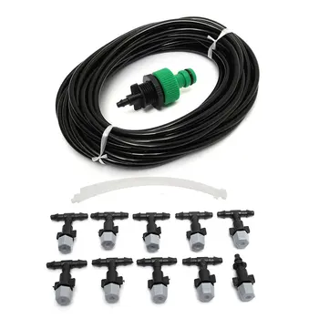 

10m Atomized Micro Spray Set Plastic+Rubber Mist Nozzle Outdoor Water Misting Sprinkler Grass Plant Irrigation 1 Set