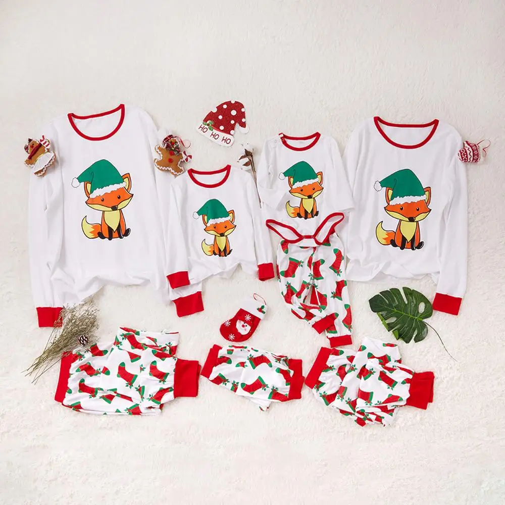 

Cute Fox Family Matching Pajamas for Christmas Autumn Winter Leisure Round Neck Long Sleeves