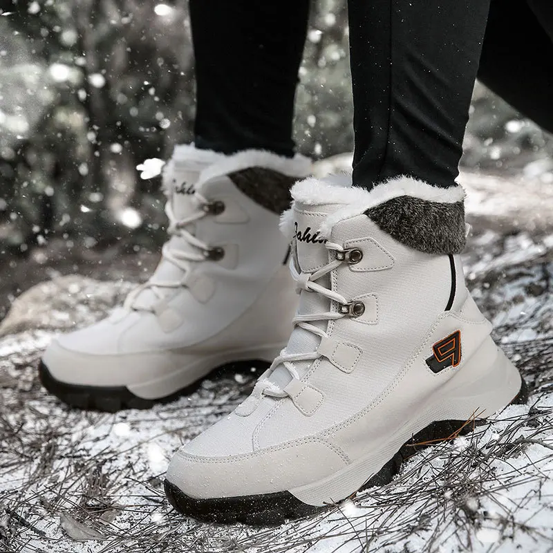 

2019 Winter New Style Warm Snow Boots Men plus Velvet MEN'S SHOES Outdoor Cold Weather Boots Couples Hight-top Cotton Boots