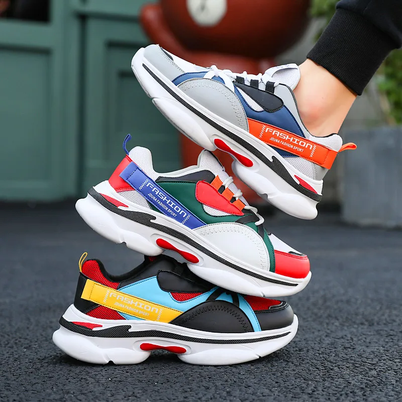 

Men's Casual Shoes Hong Kong Style Korean Sneakers Outdoor Leisure Shoes Lightweight Stitching Colorfull Men's Fasthion Sneakers