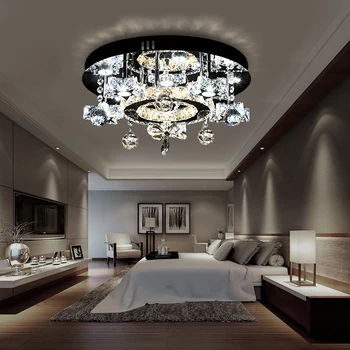 

Personality Creative Study Room Starry Light Simple Modern Round Crystal Light Warm Bedroom Ceiling Light WF1019