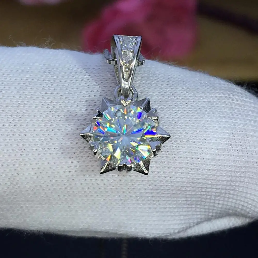 Круглые серебряные подвески из муассанита в виде стихов еврей, 1ct D VVS, роскошные подвески из муассанита для женщин