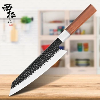 

XITUO Kitchen Knife High Carbon Stainless Steel Hand Forged Meat Cleaver Vegetable Kiritsuke Nakiri Chef Knife Octagon Handle