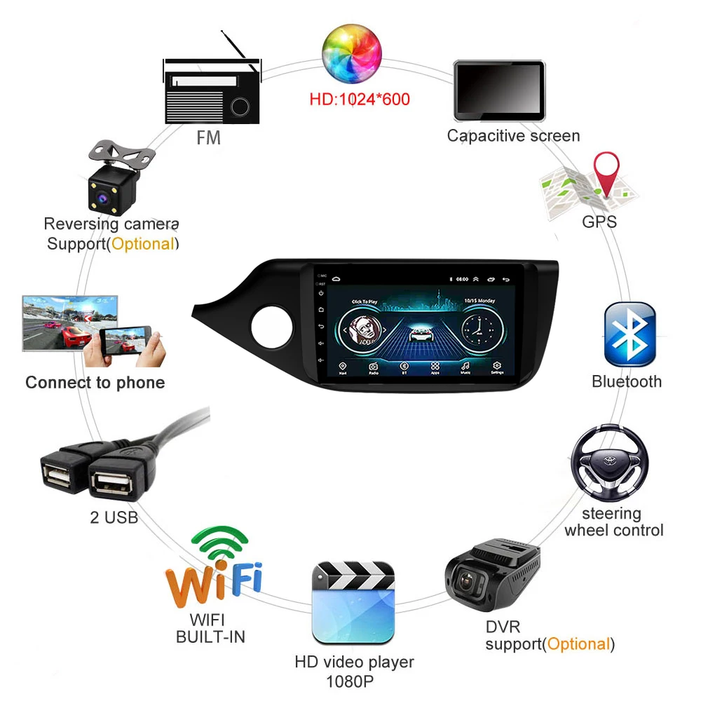 Автомобильный мультимедийный стереоплеер 9 дюймов Android 8 1 2 Din для KIA Cee 'd CEED JD 2012