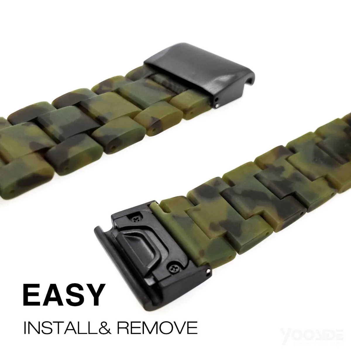 YOOSIDE Fenix 6 браслет 22 мм из нержавеющей стали QuickFit Гибридный камуфляж Смола ремешок для часов Garmin Instinct, Forerunner945