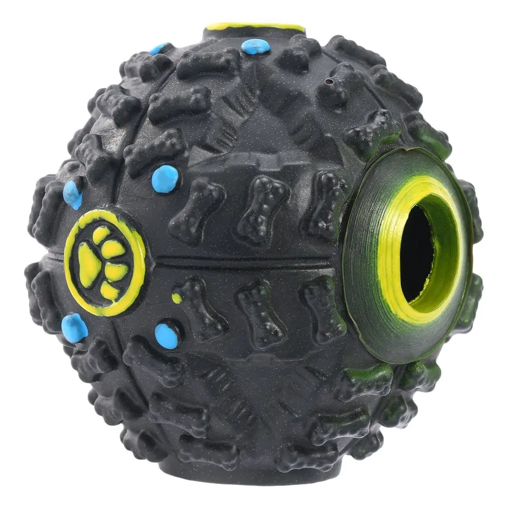 

1Pc 7cm Black Silicone Pet Dog Cat Food Dispenser Toy Ball Squeaky Giggle Quack Sound Training Toy Chew Ball Drop Shipping