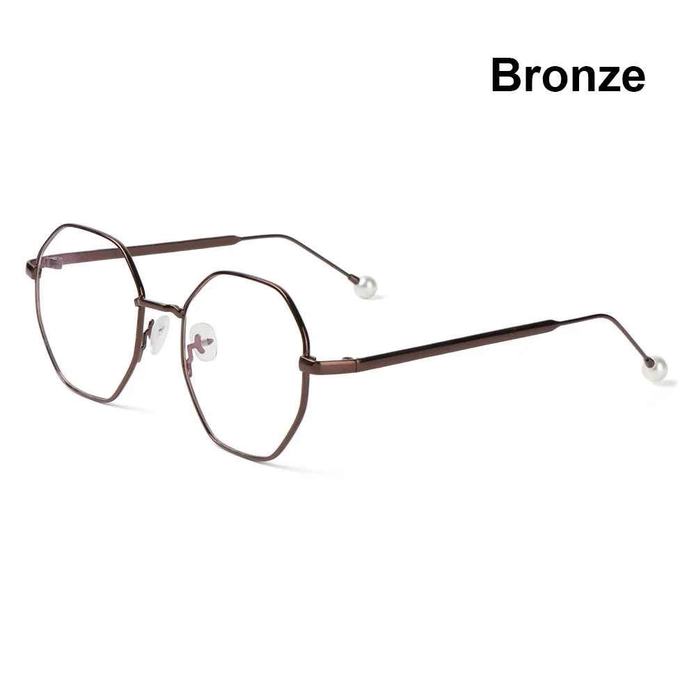 blue light reading glasses Irregular Anti-Blue Light Glasses Unisex Retro Vintage Ultra Light Polygon Pearl Metal Frame Vison Care Computer Gaming Glasses anti blue light glasses Blue Light Blocking Glasses