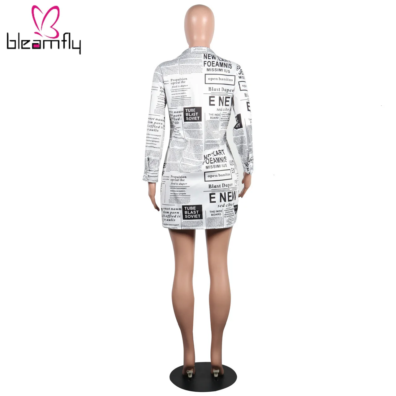 Newspaper Letter Printed Shirt Long Sleeve Turn Down Collar Button Long tops Women Casual Shirts Autumn Clothing For Female
