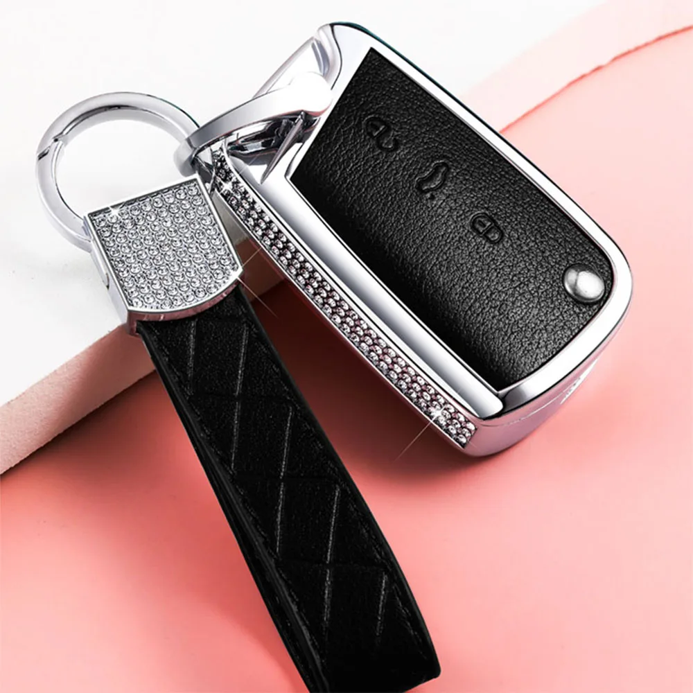 

Diamond Car Key Cover Case Shell Fob For Volkswagen VW Golf 7 mk7 Skoda Octavia A7 For SEAT Leon Ibiza 3 Car-Styling Accessories
