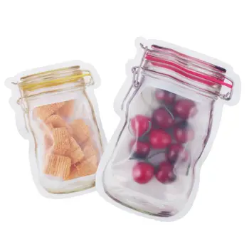 

5PCS Bottle Shape Clear Storage Bag Grip Self Seal Resealable Zip Lock Bag Food Storage Package Small Jewelry Packing