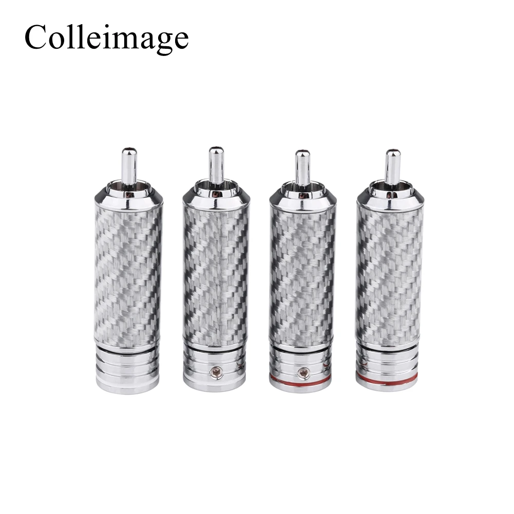 Colleimage Hifi 4 шт. RCA родиевое покрытие из углеродного волокна штекер 8 мм кабель Phono медный разъем HiFi аудио RCA разъем