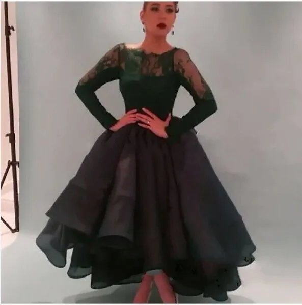 

Best Selling Dark Green Lace Long Sleeves Ball Gown Princess Elegant Formal Evening Saudi Arabian mother of the bride dresses