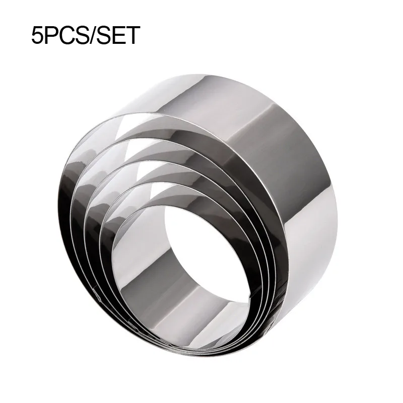 6-10cm 5pcs Набор из 5 круглых формочек для торта из нержавеющей стали, формочки для выпечки торта, бездонный пирог на день рождения или свадьбу, Противни Для Выпечки - Цвет: 6-10cm 5pcs