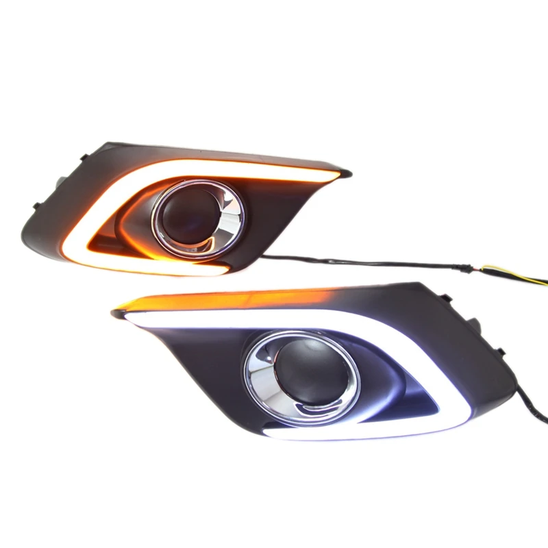 Waterproof Daytime Running Light DRL Fog Lamp Assembly with Amber Turn Signal for Mazda 3 Axela