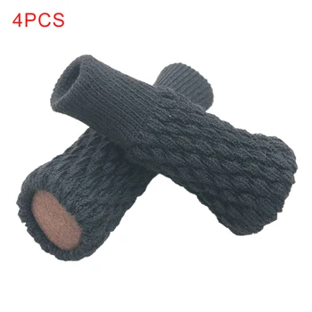 

4pcs Furniture Cover Noise Reduction Non Slip Floor Protector Solid Anti Scratch Knitted Sleeve Elastic Foot Pad Chair Leg Socks