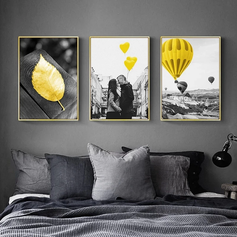 Black-and-White-Photograph-Landscape-Picture-Home-Decor-Nordic-Canvas-Painting-Wall-Art-Yellow-Scenery-Art (4)