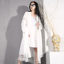 [EWQ] Новинка года; сезон весна-лето; модное свободное белое однотонное платье с кисточками и рукавами-фонариками; комплект из 2 предметов; S089