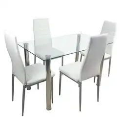 Набор обеденного стола из закаленного стекла, обеденный стол с 4 стульями, набор домашней мебели