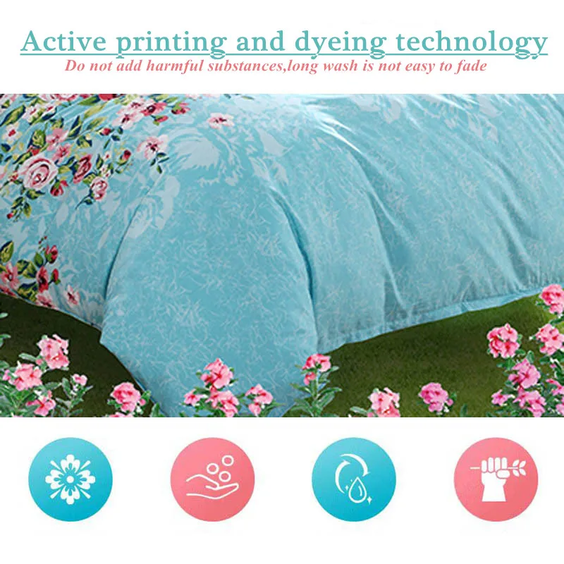 WOSTAR 3d Digital printing red rose bedding luxury Home textiles king size bedding set bed sheet duvet cover and pillow case