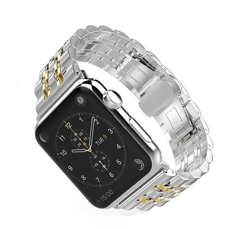 Ремень для Apple Series 4 3 2 1 браслет из нержавеющей стали 40 мм 38 мм 44 мм 42 мм бизнес-Золото Замена Pulseira Apple Watch