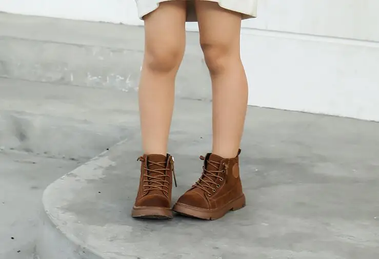 Kids Shoes Winter Fashion Girls Retro Black Martin Boots Boys British Style Shoes for Children Casual Booties