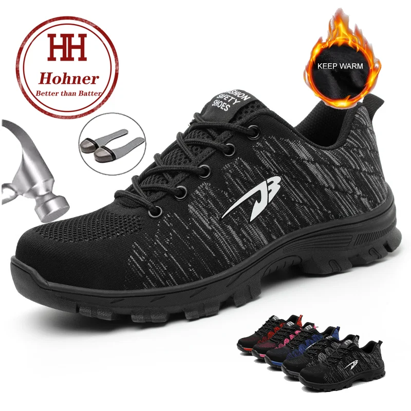 

Hohner Men Winter Security Shoes Indestructible Safety Work Construction Suede Boots Steel Toe Cap Breathable Size Plus 35-48