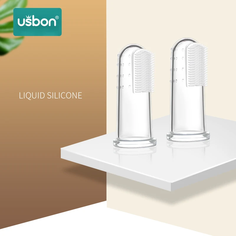 Usbon Baby Finger Toothbrush Infant Dental Care Kids Silicone Tooth Brush Teeth Clear with Anti-box Children Finger Brush Clean