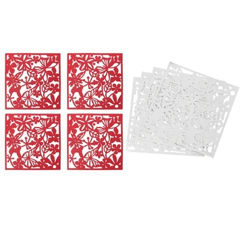 

8Pcs Hanging Sn Partition Divider Panel Room Curtain Home Decor - 4Pcs Butterfly Bird Flower Red & 4Pcs Simple White