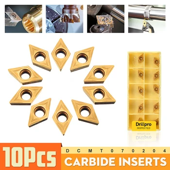

10PCS/Box DCMT070204 YBC251 Carbide Inserts For Lathe Turning Tool Boring Bar Brand New