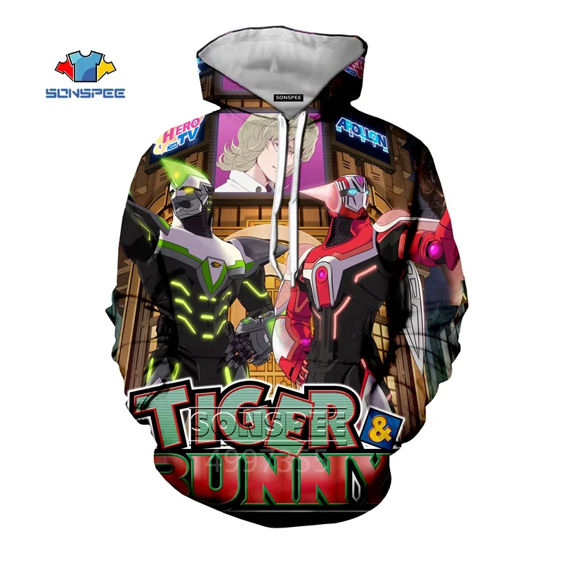 SONSPEE TIGER& BUNNY/осенние модные толстовки для мальчиков и девочек-подростков толстовка с 3D принтом для отдыха, уличная одежда, топ, пуловер для детей C160