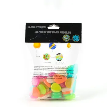 

50Pcs Artificial Color Luminous Stone Fluorescent Stone Shiny Stone Full English Bag Packaging Fish Tank Landscaping