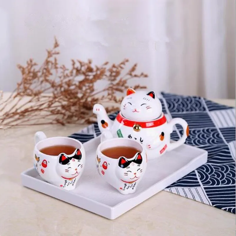 Японский фарфоровый чайный набор Lucky Cat креативная керамическая чайная чашка с