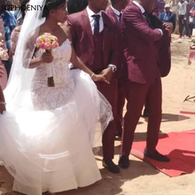 Новое поступление белые свадебные платья русалки Vestido de noiva кружевные аппликации из бисера Свадебное платье gelinlik