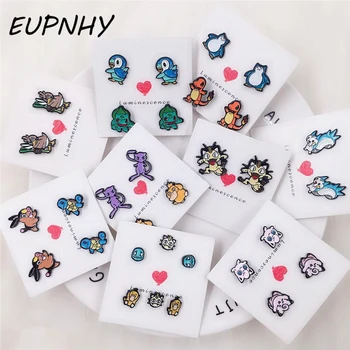 

EUPNHY1Pair Pokemon Go Allergy Free Stud Earrings for Women Girl Asymmetrical Squirtle Bulbasaur Earrings Gifts for Fans