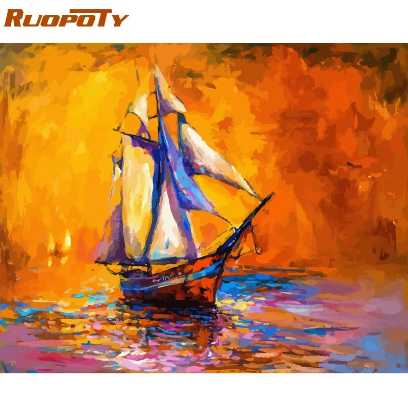 

RUOPOTY Frame DIY Painting By Numbers Landscape Picture By Numbers Handpainted Oil Painting Unique Gift For Home Decors 60x75cm