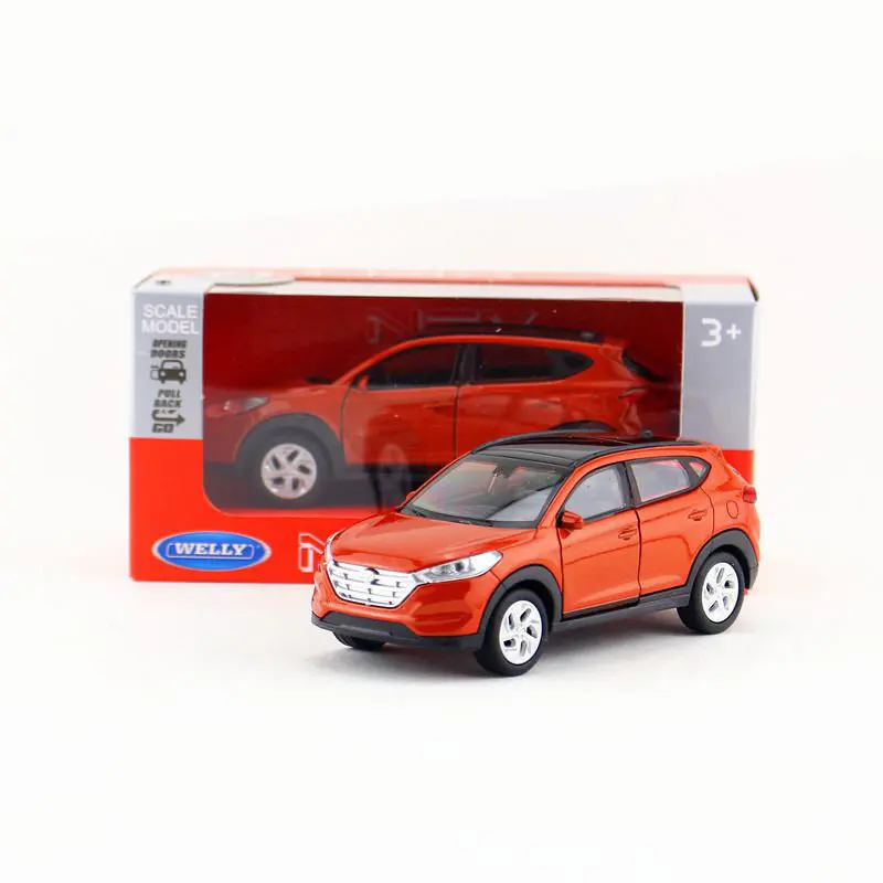 /WELLY игрушка/Литье под давлением модель/1:36 весы/hyundai Tucson SUV/тяните назад автомобиль/Набор для обучения/подарок для детей - Цвет: Оранжевый