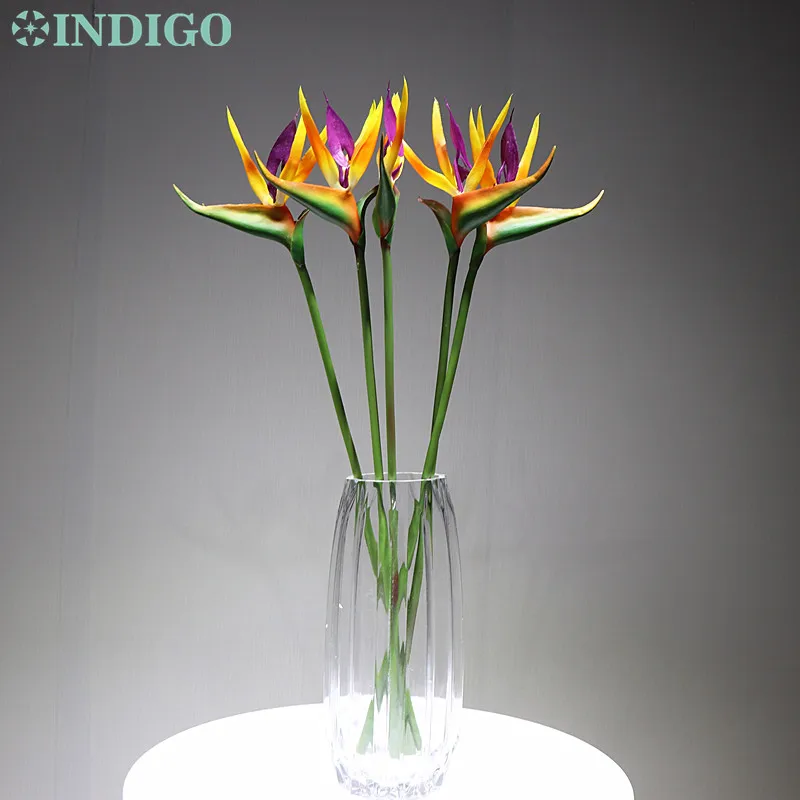 

INDIGO- 5pcs Sunset Bird Of Paradise Orchid Bouquet Real Touch Wedding Flower Artificial Flower Floral Event Party Free Shipping