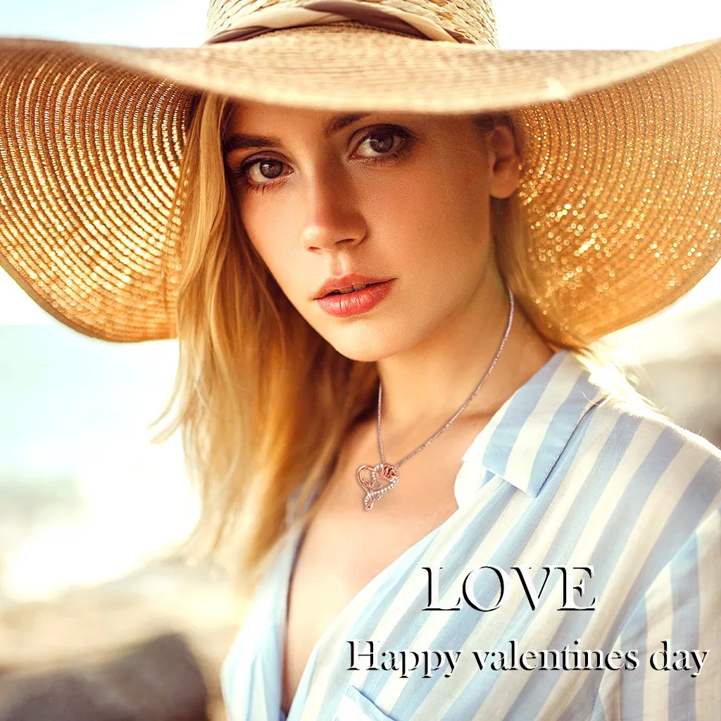 Розовое Ожерелье изготовленное на заказ ожерелье с подвеской в виде сердца розы