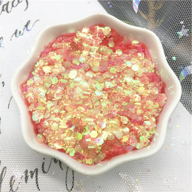 Watermelon Red 10g Яркие блестки, 1-3 мм, Смешанные Круглые шестигранники, ультра-тонкие Блестящие Блестки для ногтей, сделай сам, дизайн ногтей, маникюрное украшение, 10 г - Цвет: Watermelon Red 10g