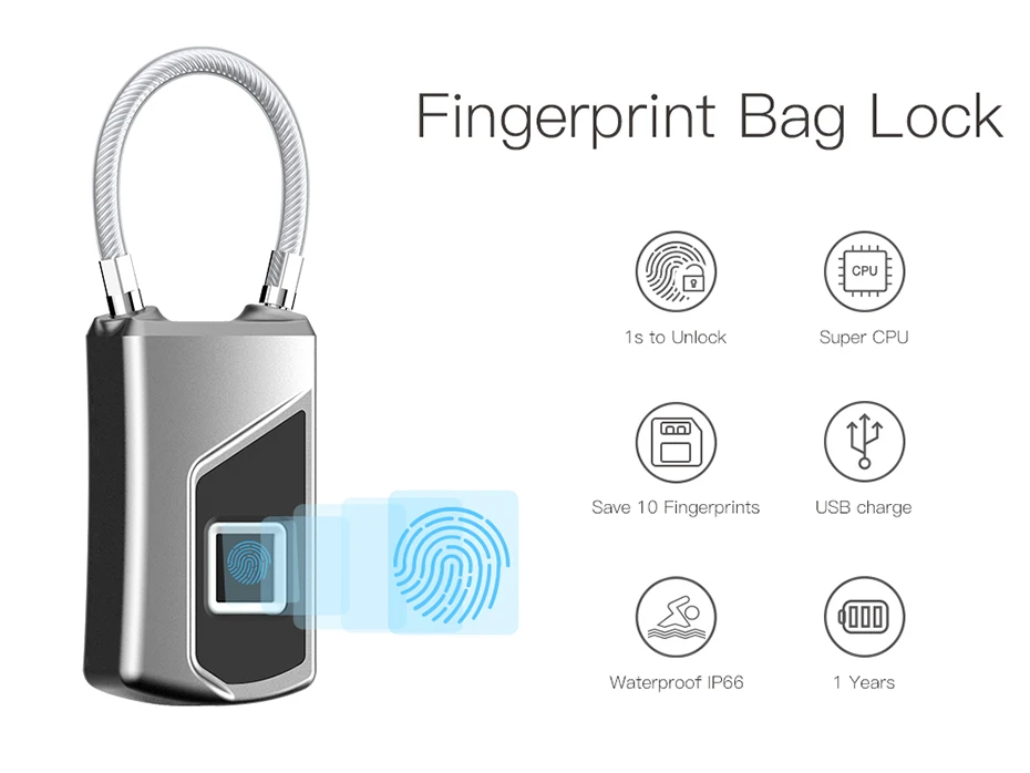 USB Перезаряжаемый умный БЕСКЛЮЧЕВОЙ биометрический умный дверной замок с Bluetooth управлением, электронный водонепроницаемый защитный замок для багажа