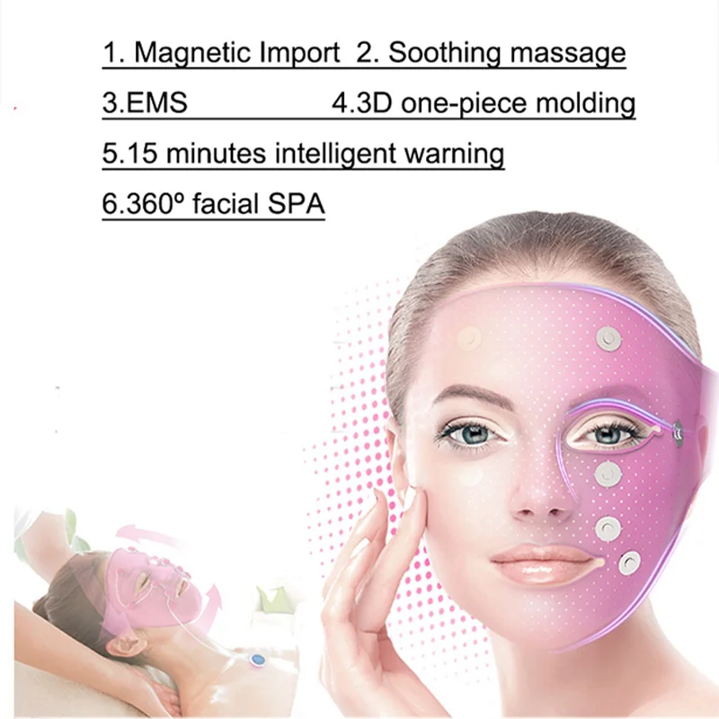 3D Face Mask Lift Massager Electric EMS Vibration Tightening Device Skin Rejuvenation Anti-Wrinkle Acne Removal Magnet Beauty 3