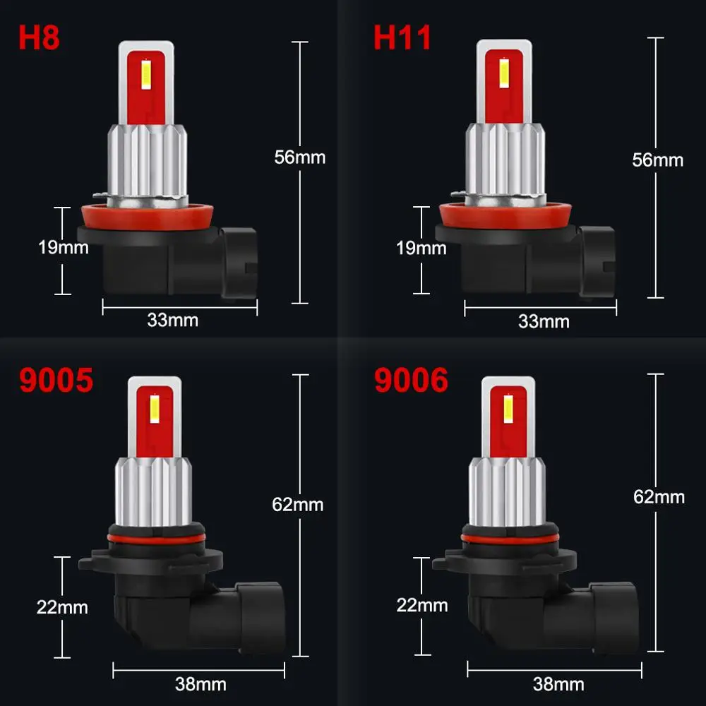 2 шт. H7 светодиодный лампы H8 H11 9005 HB3 9006 HB4 CSP 1800LM Противотуманные фары дневные