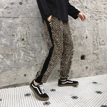 Брюки мужские леопардовые повседневные брюки для пробежек Спортивная одежда высокого качества корейский стиль осень зима хлопок толстые pantalon homme