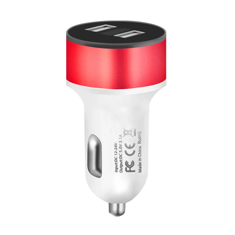Двойной Переходник USB для зарядки в машине 12 V-24 V Два Порты и разъёмы USB светодиодный Дисплей прикуривателя Тип смарт мобильный телефон Зарядное устройство s быстрое зарядное устройство - Название цвета: Red