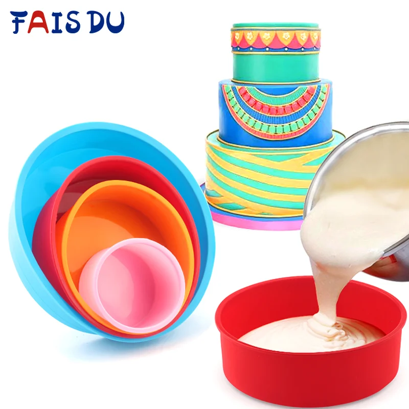 2/4pcs Random color Round Shape Cake Silicone Mold Kitchen Bakeware Cake Tools DIY Desserts